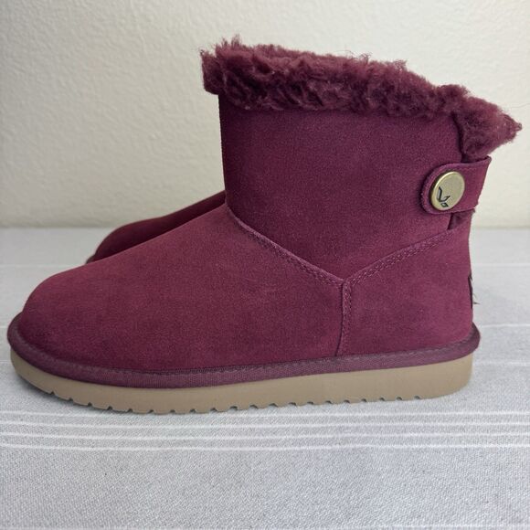 Kookaburra Ugg Jordina Mini Suede Sherpa Ankle Boots Booties Zinfandel Wine 8 - Picture 7 of 13